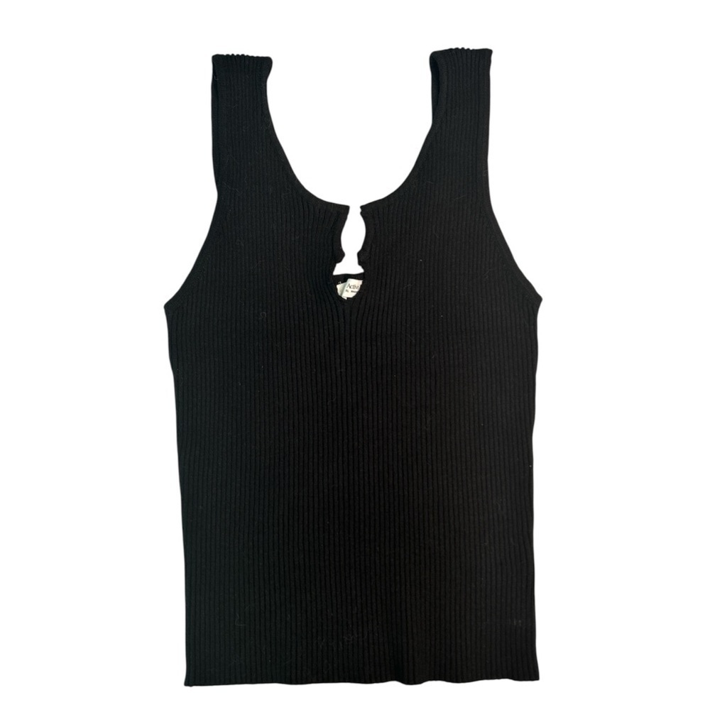Active USA Black Ribbed Tank Top